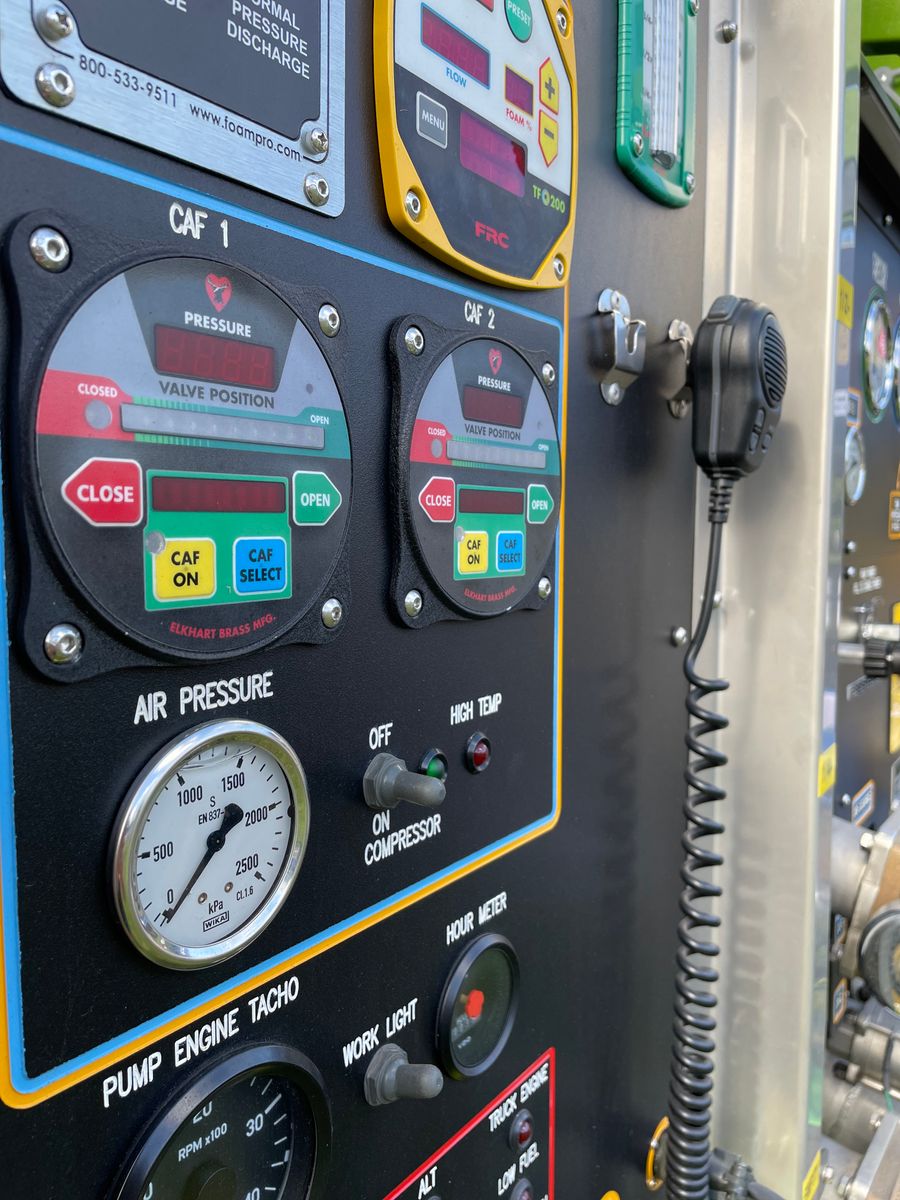 Outdoor industrial control panel with pressure gauges